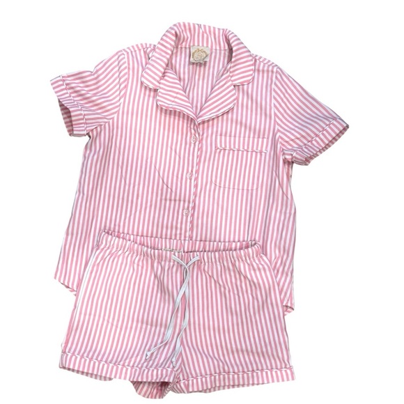 TBBC The Beaufort Bonnet Company Women’s Pajama Set Shorts and Button Down Pink - Picture 1 of 8